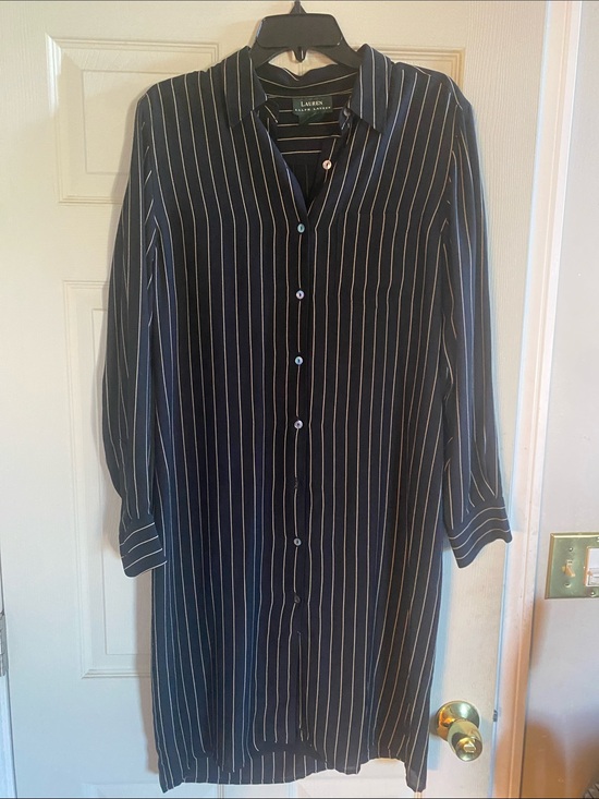 Lauren Ralph Lauren Dresses & Skirts - Lauren Ralph Lauren black and White Pinstripe Long-Sleeve Shirt Dress